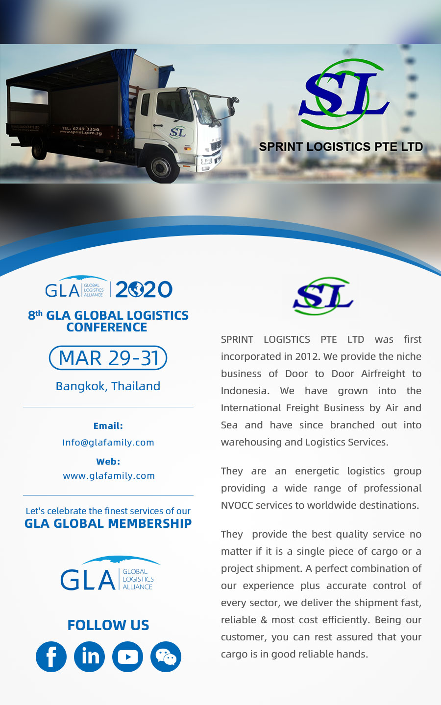 GLA New Membership — Sprint Logistics PTE LTD from Singapore！